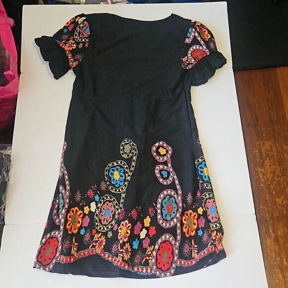 DILY FOR YOU WOMAN DRESS BLACK FLORAL S - Picture 5 of 5